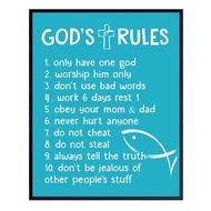 The Ten Commandments Religious Blessed Wall Decor Christian Scripture Wall Art Positive Quotes Wall 