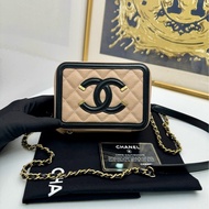 【閒置❤️】 Chanel mini相機包 奶茶色拼黑色 斜挎包