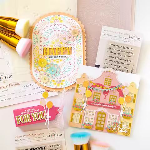 The Grettery Market Place Celebration Stree Metal Cutting Dies Clear Stamps Scrapbooking Supplies DI
