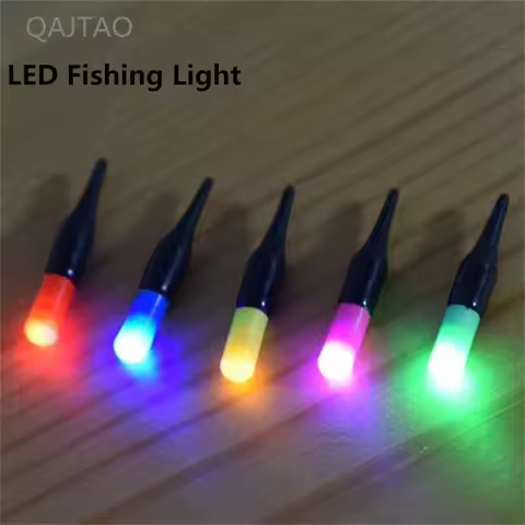 5Pcs LED Luminous Floating Tail Light Glow Color Change Stick Bean Thick Head Fishing Float Tail Lig