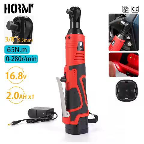 Hormy 16.8V Right Angle Ratchet Wrench 3/8In Cordless Electric Screwdriver for Car Repair 65N.m Mult