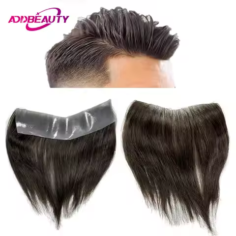 Vstyle Front Human Hairpiece for Men Vloop Thin Skin Natural Human Hair System Full PU 0.14cm Man To