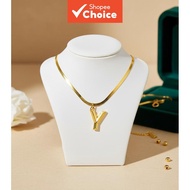Stylish initial necklace for women, sleek snake chain, trendy layerable accessory present.  Kalung I
