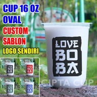 cup 16oz oval printing gelas plastik sablon minuman boba starindo