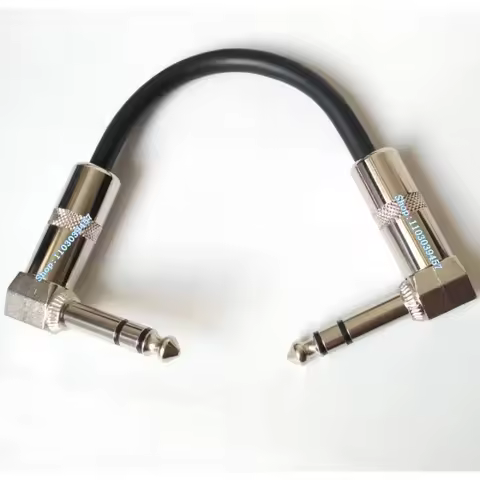 15cm Short Double Right Angle Trs 6.35mm Male To Male Audio Cable Line 90 Degree Elbow Male To Male 