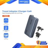 Vention Travel Adapter Charger GaN Fast Charging 65W GaNdash GaN Dash EU UK Plug Travel Charger Head