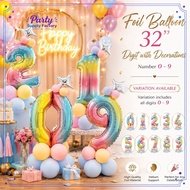 32 INCH 0-9 FOIL BALLOON RAINBOW STAND BALLOON WITH MACAROON BALLOON DECORATION