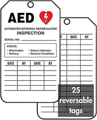 Accuform"AED AUTOMATED External DEFIBRILLATOR Inspection" Pack of 25 PF-Cardstock Inspection Record 