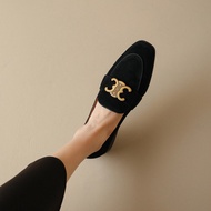 Ins original!The new coach a leather loafers retro metal buckle on single shoes with flat bottom