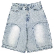 二手 SENSE OF PLACE by URBAN RESEARCH 2025 春夏雙膝寬牛仔短褲，AAA5-14B120，LURBAN RESEARCH，靛藍色，拉鍊門襟，短褲。