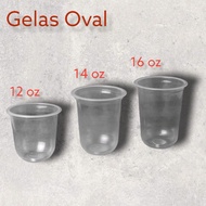 GELAS PLASTIK OVAL SUPERBUBBLE (50) BENING TEBAL KUAT MURAH U-CUP BOBA ES TEH BENING 12 oz 14 oz 16 