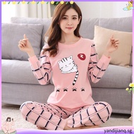 Ladies long sleeve pajamas cute printed casual fashion girls pajamas