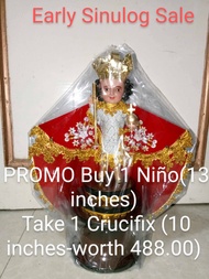 BUY 1 Ninio TAKE 1 Crucifix-13 inches Wooden Sr. Sto Nino de Cebu Mahal nga Senior Viva Pit Senyor