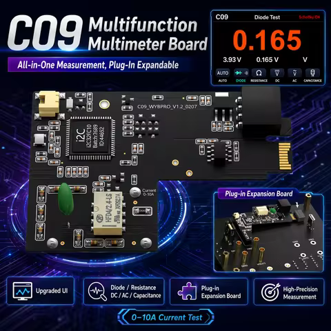 i2C C09 C10 Multifunction Multimeter Board 2nd Gen Plug-in Expansion Module 0-10A Current Test Diode