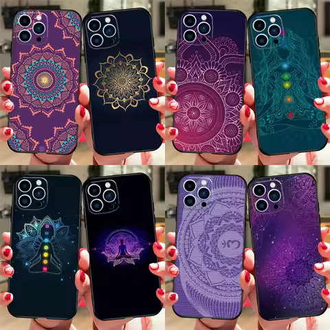 Mandala Chakra Yoga Phone Case For iPhone 16 15 12 13 Mini 11 14 Pro XS Max Plus X XR Silicone Cover