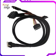 [Ft] U.2 Nvme Adapter Slimsas Data Cable 80cm Slim Sas Sff-8654 to 2x Sff-8639 Nvme U.2 Ssd Adapter 