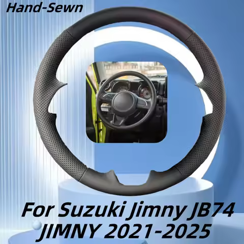 Car Steering Wheel Cover Hand-Sewn Microfiber Leather For Suzuki Jimny JB74 JIMNY 2021-2025 Car Inte