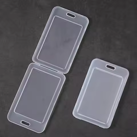 Transparent PP Plastic Working Permit Case Credit Bank Card Protective Cover Bag Holder ID Tag Pass 