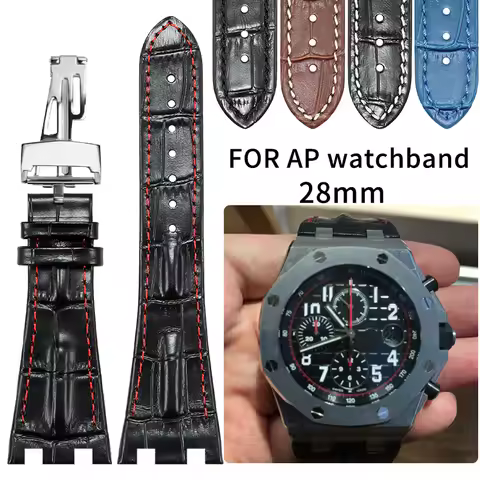 28MM cowhide watch band for AP Audemars Piguet ROYAL OAK OFFSHORE Replace leather strap Folding Buck