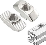 50Pcs 4040 Series M8 T Nuts, T Slot Nut Hammer Head Fastener Nut, Nickel Plated Carbon Steel Nut for