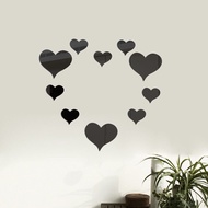 【88HomeStore】10pcs Wall Acrylic Stickers Mural Decal 3D Mirror Wall Sticker Love Heart Removable Livingroom Decoration