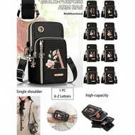 1pc Women's Mobile Phone Bag, Rose Bud Gold Letter A-Z Mini Crossbody Bag, Women's Upright Coin Wall