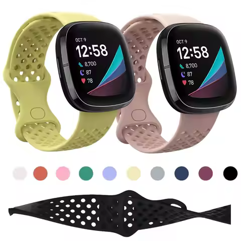 Sport Silicone Bracelet Breathable Strap For Fitbit Versa 3 4 Fitbit Sense 2 Watch Band Replacement 