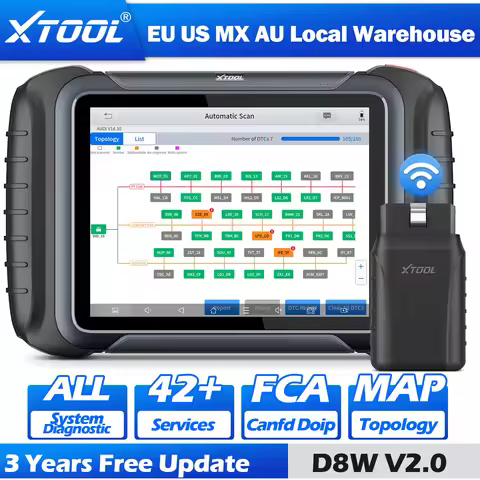 XTOOL D8W V2.0 Car Diagnostics Tool Automotive Scanner ECU Coding CANFD DOIP FCA All System Bi-direc
