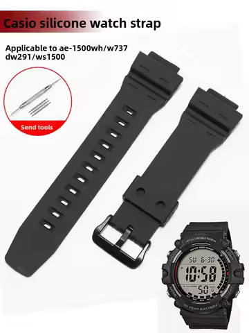 Soft Silicone Watch Strap for Casio Sports Watch AE-1500WH W-737 DW-291