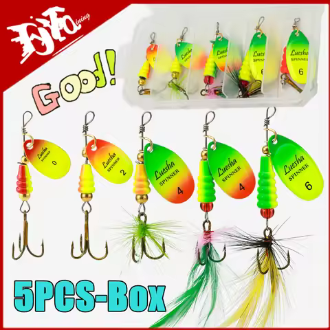 New 5PCS Fishing Lure Spinner Bait Rotating Sequins Spoon Spinner Bait Hook Hard Metal Spinner Baits