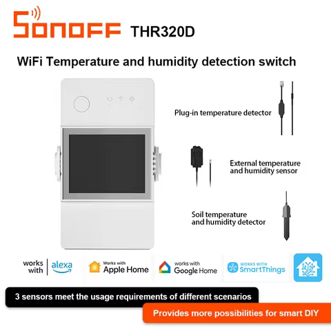 SONOFF THR316D TH Elite Smart Temperature Humidity Controller, 20A & Dry Contact Output, 6-Month Dat