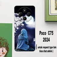 CC32 Flexible rubber softcase/ for c75 2024poco hijab girl Motif /case latest c75poco topcase c75 20
