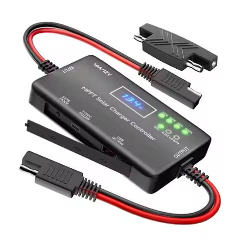 [B17B!】 SAE Adapter Type-C& USB Output 12V 10A MPPT Solar Charge Controller For Lifepo4 AGM Gel Batt