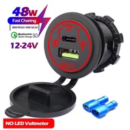 12V/24V Quick Charge 3.0 Dual USB Car Charger Socket Waterproof QC3.0 USB Fast Charger Socket Power 