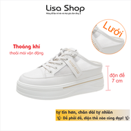 Giày Sục Nữ Giày Thể Thao Nữ Đế Cao Lưới Thoáng Khí Mùa Hè Lisa 7cm Trắng Nhẹ Êm Gọn Chân M85