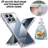 2pcs/Set: 1pc Transparent Airbag Phone Case + 1pc 2D Acrylic Goldfish Type-C Anti-Dust Plug, Compati