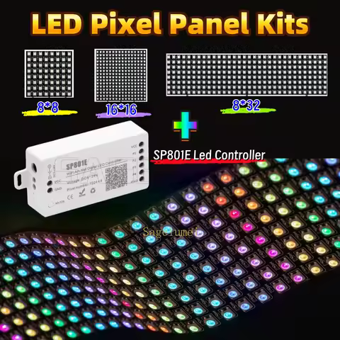 SP801E Led Controller Kit DC5V WS2812B RGB LED Pixel Panel Light 8x8 16x16 8x32 Digital Flexible Scr
