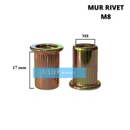 Rivet Nut Flat Rivet Nut M8 - 4 Pcs