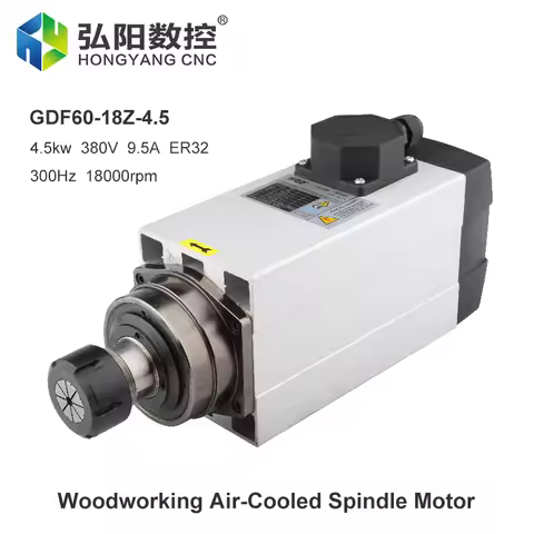HQD CNC Spindle 4.5KW 220V 380V Square Air Cooled Spindle ER32 Collet 4PCS Bearing For CNC Router Wo