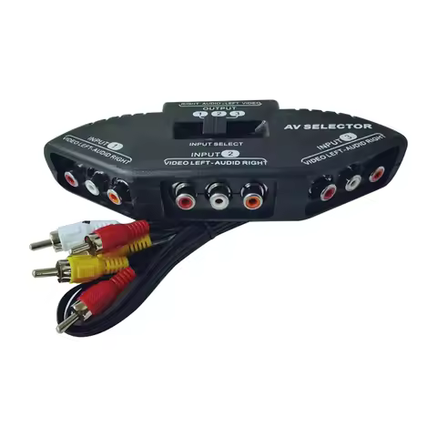 3-Way Audio Video AV Switch Selector Box Splitter Switch W/ Cable For TV X-Box DVD Player Devices Sw