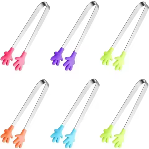 Mini Tong, Hand Shape Silicone Food Tongs, 5Inch Kid Tongs for Sugar Cubes Kitchen Tongs Perfect for