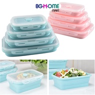 Silicone Collapsible Foldable Tupperware Container Food Grade Storage Lunch Box Portable Travel Picnic 长方形可折叠硅胶饭盒食物收纳盒