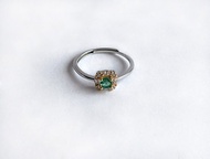 寶石系 天然礦石 祖母綠寶石 925純銀 雙色戒指