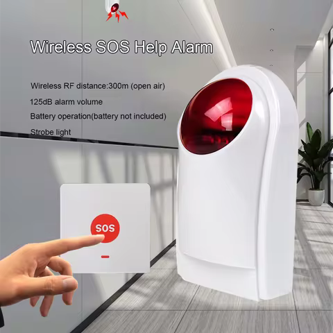 Outdoor wireless SOS help alarm system with SOS button 300m signal distance power by battery rainpro