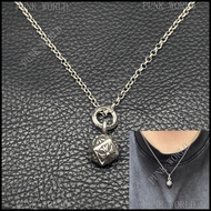 Silver 925 Square Cross Flower Ball Necklace Vintage Punk Rock Accessories Street Hip Hop Couple Jew