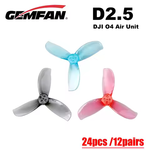 24pcs/12pairs Gemfan D2.5 3-blade 2.5inch PC FPV Propeller 1404 Motor 1.5mm Hole For FPV Drone Speed