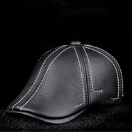 New Genuine Cowhide Men's Beret Hat Genuine Leather Men's Beret Hat