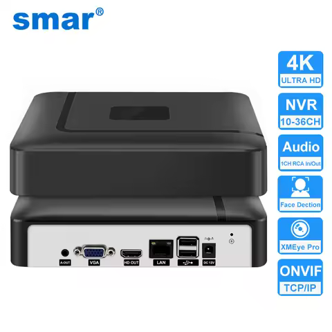 Smar H.265 CCTV NVR Face Detection 10CH 16CH 32CH 36CH Max 4K Output Security Video Recorder Motion 