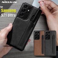 IDV632 เคส NILLKIN สำหรับ Samsung Galaxy S21 Ultra พร้อมปากกา Aoge Series หุ้มหนังพียู TPU พร้อมปากก