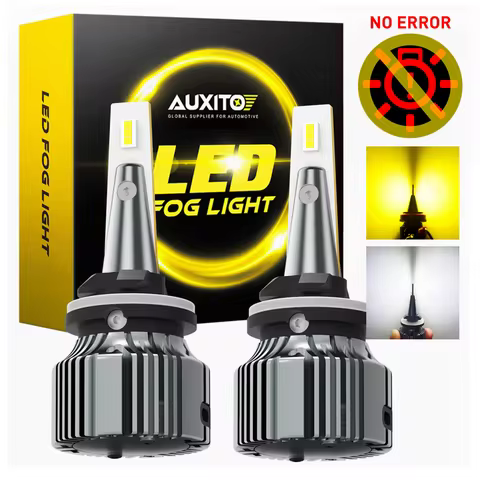 AUXITO Yellow H11 H9 H8 LED Fog Light 9006 H10 5202 880 881 H27 PSX24W PSX26W LED Bulb Fog Light Can